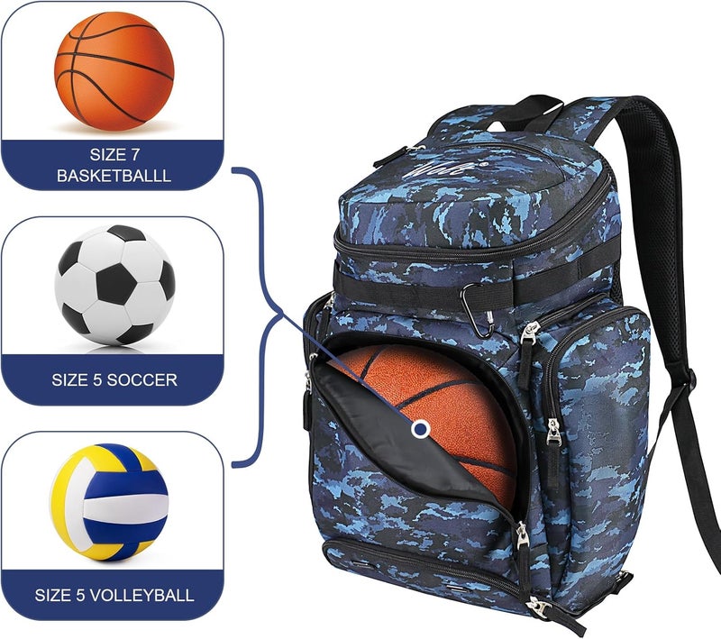 WOLT Basketball Bag Backpack with Separate Ball Compartment and Shoes Pocket, Gym Bags for Men, Large Sports Bag for Basketball, Soccer, Volleyball, Baseball - Image 2